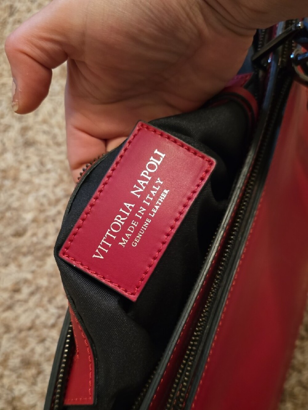 Vittoria Napoli Martine Bag – Cherry Red Leather (Excellent/Like-New Condition) - Picture 9 of 12